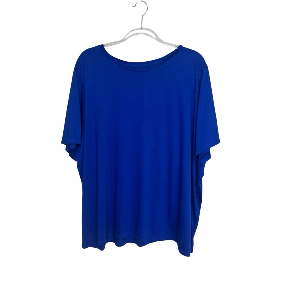 LANDS'‎ END Size 3X 24W-26W Basic 100% Cotton T Shirt Short Sleeves Royal Blue